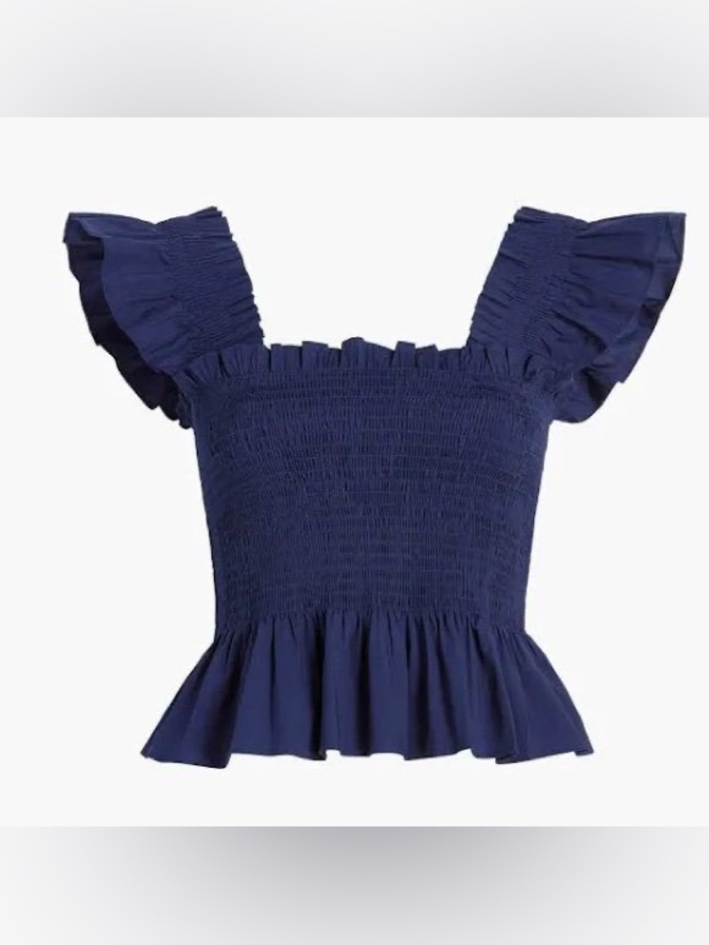Hill House Paz Smocked Peplum Navy Blue Top Small